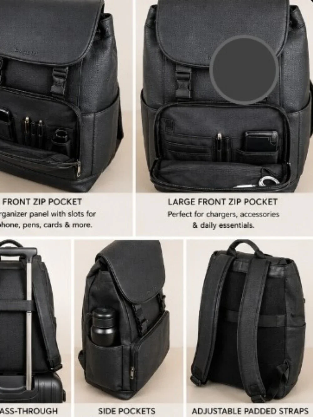 Bugatti Black Men's Tech Backpack with Front Pocket